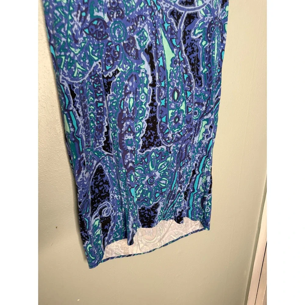 Tori Richards blue paisley‎ print sleeveless mini dress Beach tropical coastal